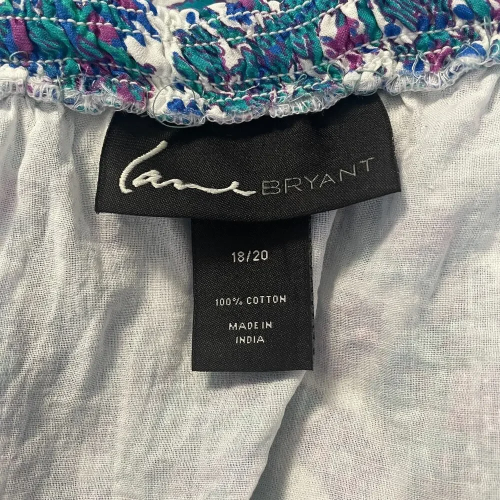 Lane Bryant Midi Skirt Plus Size 18 / 20 Blue Purple Paisley Boho Tiered Whimsi
